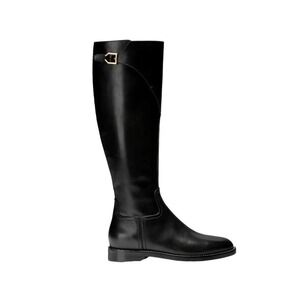 New Cole Haan Leather Round Toe Black Knee High Riding Boots Women’s 7.5B